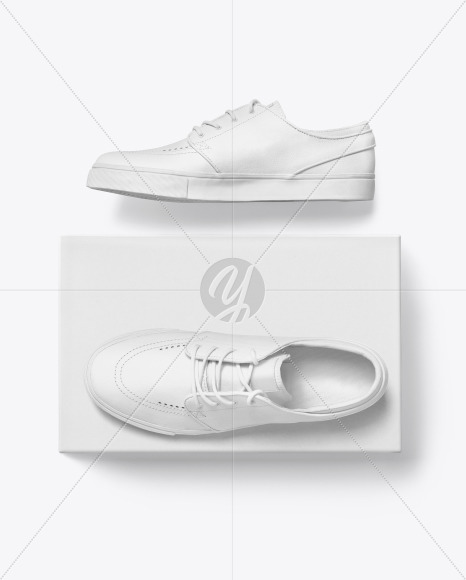 Sneakers Shoes W Box Mockup In Apparel Mockups On Yellow Images Object Mockups