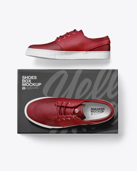 Download Sneakers Shoes W Box Mockup In Apparel Mockups On Yellow Images Object Mockups PSD Mockup Templates