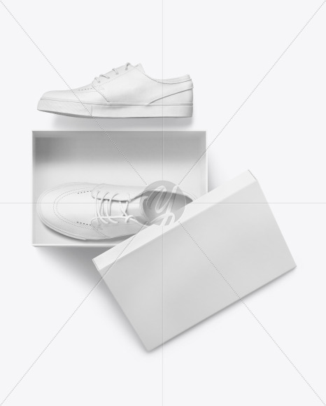 Download Sneakers Shoes W Box Mockup In Apparel Mockups On Yellow Images Object Mockups PSD Mockup Templates