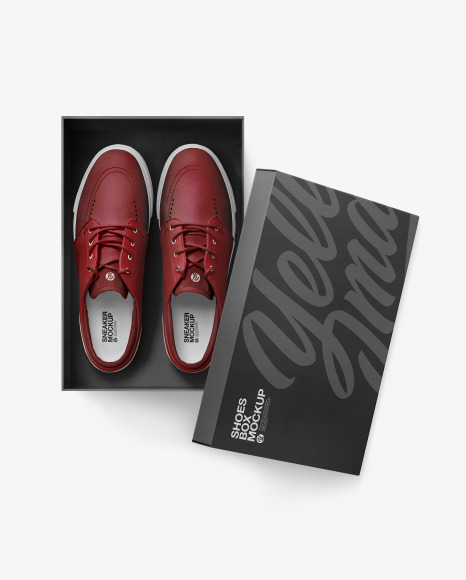 Download Sneakers Shoes W Box Mockup In Apparel Mockups On Yellow Images Object Mockups