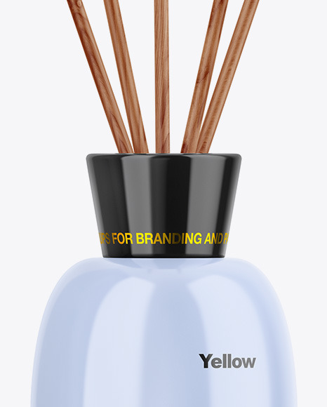 Download Glossy Diffuser Bottle W Paper Box Mockup In Packaging Mockups On Yellow Images Object Mockups PSD Mockup Templates