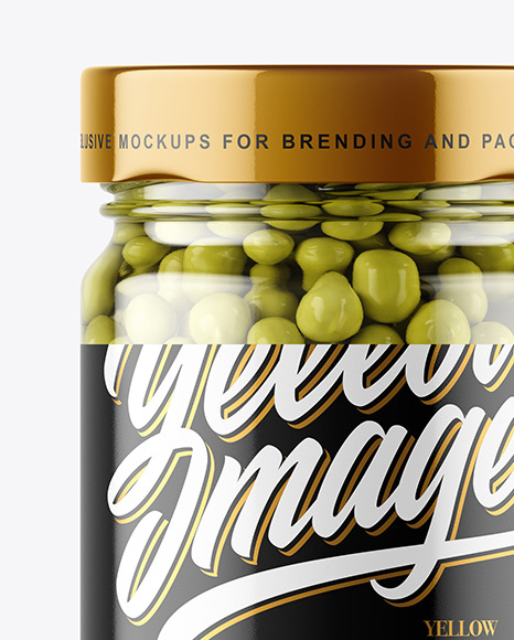 Clear Glass Jar with Green Peas Mockup PSD #6