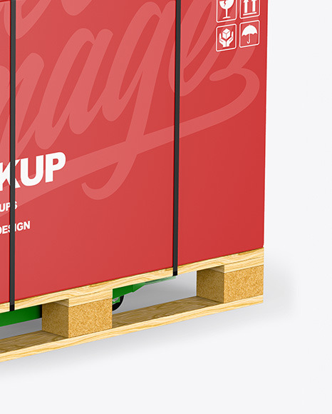 Download Hand Pallet Truck Glossy Box Mockup In Box Mockups On Yellow Images Object Mockups PSD Mockup Templates