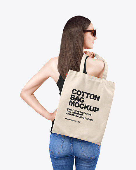 Download Woman W Cotton Bag Mockup In Apparel Mockups On Yellow Images Object Mockups