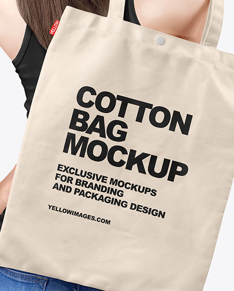 Woman W Cotton Bag Mockup In Apparel Mockups On Yellow Images Object Mockups