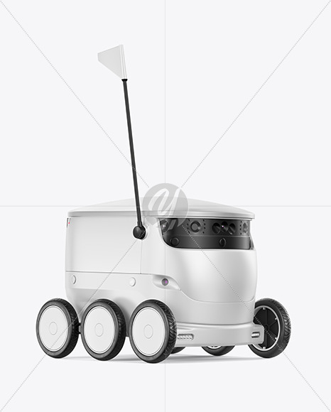 Download Delivery Robot Mockup In Device Mockups On Yellow Images Object Mockups PSD Mockup Templates