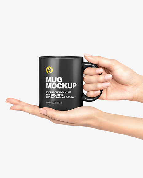 Download Matte Mug In A Hand Mockup In Cup Bowl Mockups On Yellow Images Object Mockups PSD Mockup Templates