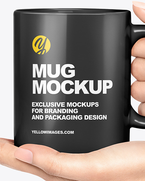 Download Matte Mug In A Hand Mockup In Cup Bowl Mockups On Yellow Images Object Mockups PSD Mockup Templates