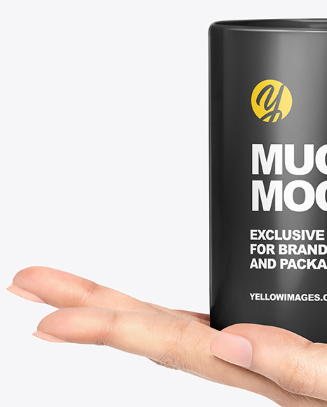 Download Matte Mug In A Hand Mockup In Cup Bowl Mockups On Yellow Images Object Mockups PSD Mockup Templates