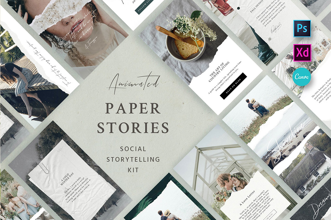 Download Paper Animated Stories Social Kit In Social Media Templates On Yellow Images Creative Store Yellowimages Mockups