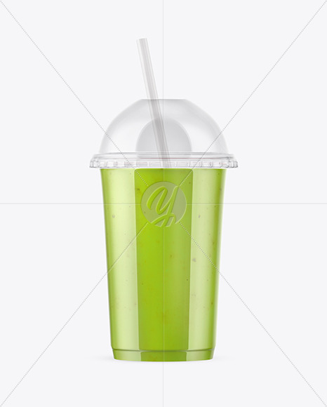 Green Smoothie Cup with Straw Mockup - Free Download Images High