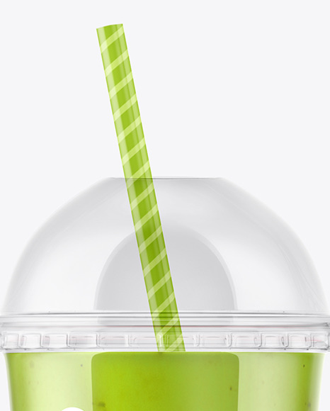 Download Green Smoothie Cup With Transparent Cap Mockup In Cup Bowl Mockups On Yellow Images Object Mockups