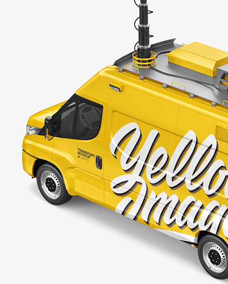 TV Van Mockup -  Back HalfSide View