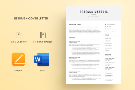 Resume Template and Cover Letter / 4 Pages CV