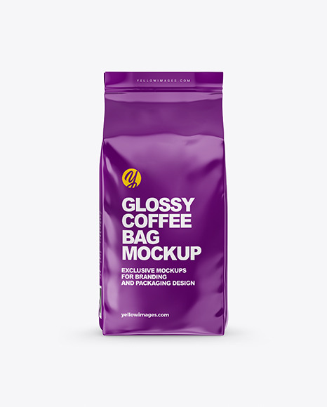 Download Glossy Coffee Bag Mockup In Bag Sack Mockups On Yellow Images Object Mockups Yellowimages Mockups