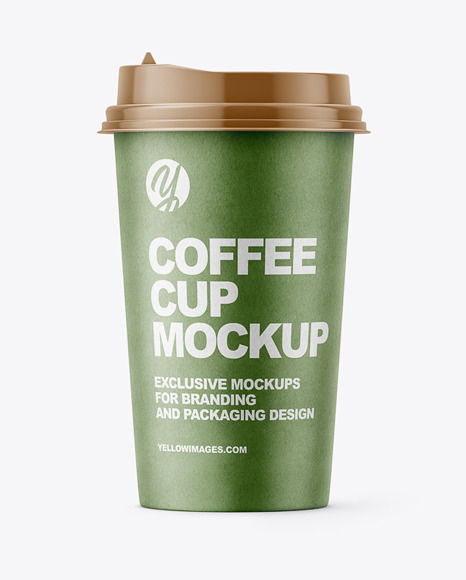 Kraft Paper Coffee Cup Mockup Front View In Cup Bowl Mockups On Yellow Images Object Mockups