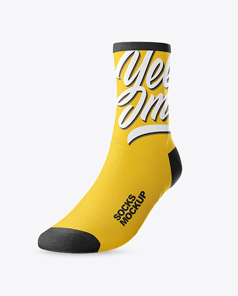 Sock Mockup Half Side View In Apparel Mockups On Yellow Images Object Mockups