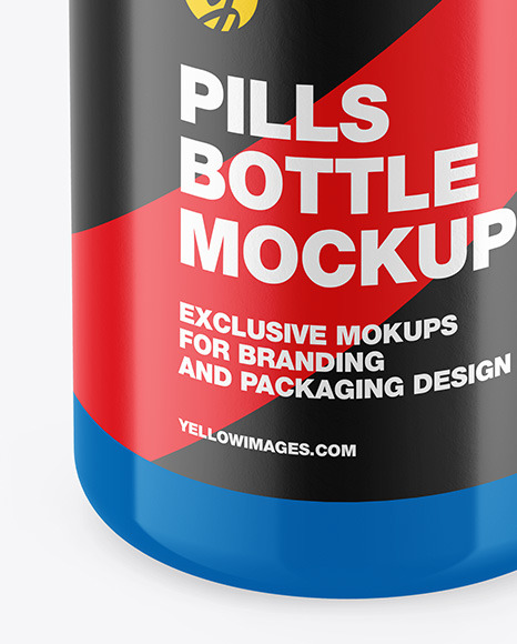 Download Glossy Pills Bottle Mockup In Bottle Mockups On Yellow Images Object Mockups PSD Mockup Templates