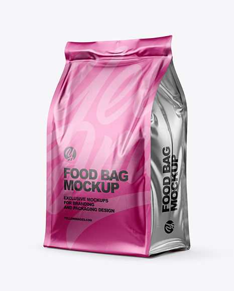 Matte Metallic Food Bag Mockup In Bag Sack Mockups On Yellow Images Object Mockups