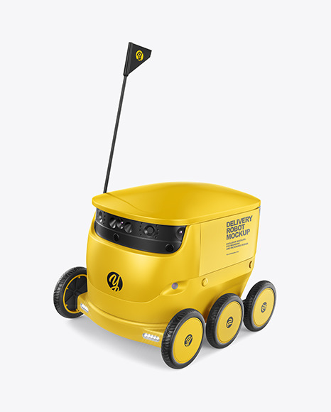 Delivery Robot Mockup In Device Mockups On Yellow Images Object Mockups