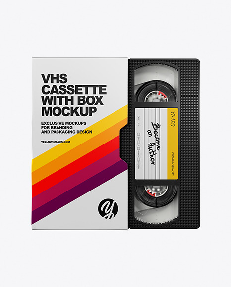 Download Vhs Cassette With Box Mockup In Box Mockups On Yellow Images Object Mockups PSD Mockup Templates