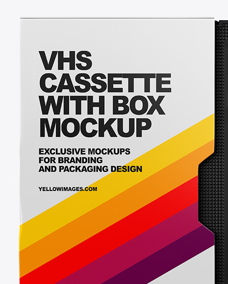 Download Vhs Cassette With Box Mockup In Box Mockups On Yellow Images Object Mockups PSD Mockup Templates