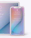 Clay Apple iPhone 11 Pro w/ iPad Pro Mockup