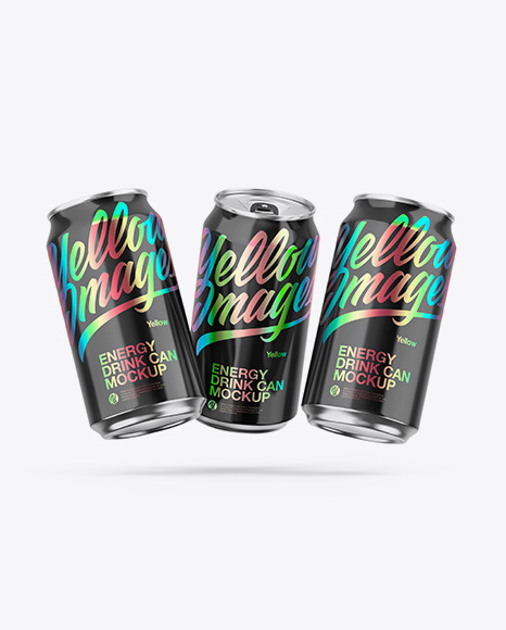 Three Metallic Cans W  Glossy Finish Mockup PSD #2