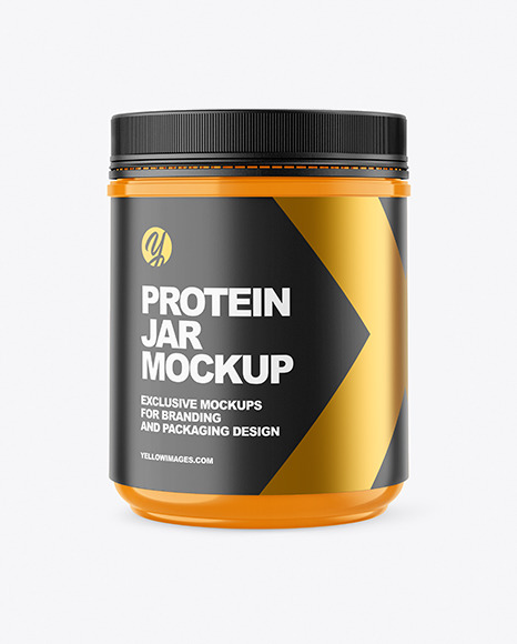 Download Glossy Protein Jar Mockup In Jar Mockups On Yellow Images Object Mockups PSD Mockup Templates