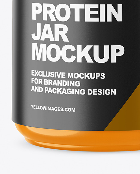 Glossy Protein Jar Mockup In Jar Mockups On Yellow Images Object Mockups