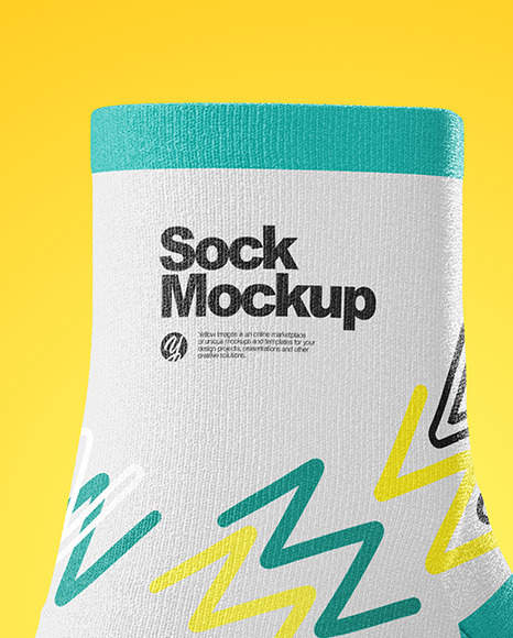 Sock Mockup Half Side View In Apparel Mockups On Yellow Images Object Mockups