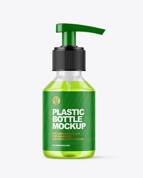 Clear Plastic Bottle with Pump Mockup