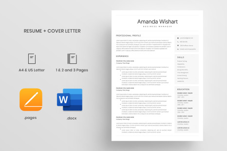 Resume Template and Cover Letter / 4 Pages CV