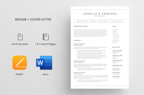 Resume Template and Cover Letter / 4 Pages / CV