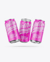 Three Metallic Cans W/ Matte Finish Mockup