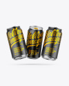 Three Metallic Cans W/ Matte Finish Mockup