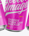 Three Metallic Cans W/ Matte Finish Mockup