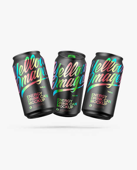 Three Matte Metallic Cans Mockup PSD #2