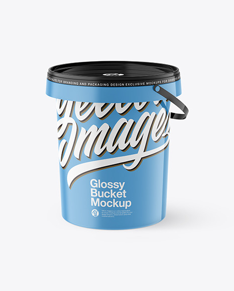 Download Glossy Paint Bucket Mockup In Bucket Pail Mockups On Yellow Images Object Mockups PSD Mockup Templates