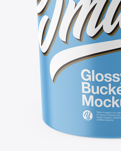 Download Glossy Paint Bucket Mockup In Bucket Pail Mockups On Yellow Images Object Mockups PSD Mockup Templates