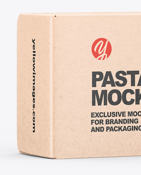 Download Kraft Spaghetti Pasta Box Mockup In Box Mockups On Yellow Images Object Mockups PSD Mockup Templates