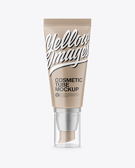 Download Matte Cosmetic Tube With Pump Mockup In Bottle Mockups On Yellow Images Object Mockups