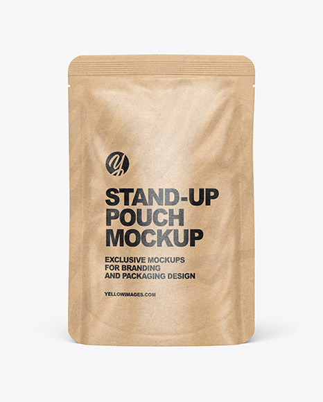 Kraft Paper Stand Up Pouch Mockup In Pouch Mockups On Yellow Images Object Mockups