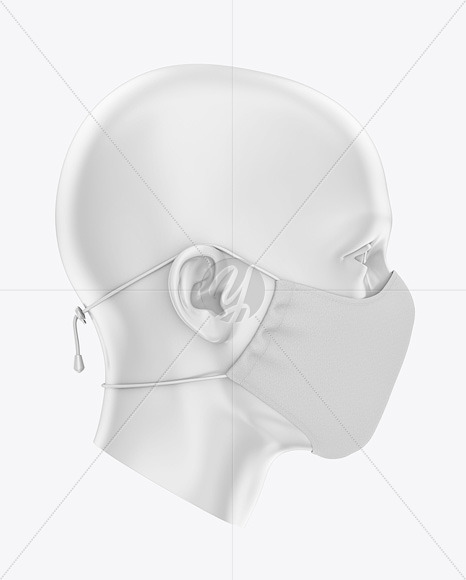 Face Mask With Elastic Cord And Stopper Back Half Side View In Apparel Mockups On Yellow Images Object Mockups