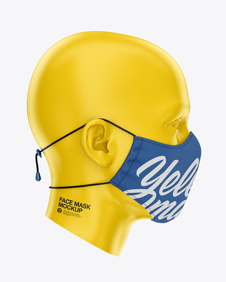 Download Face Mask With Elastic Cord And Stopper Side View In Apparel Mockups On Yellow Images Object Mockups