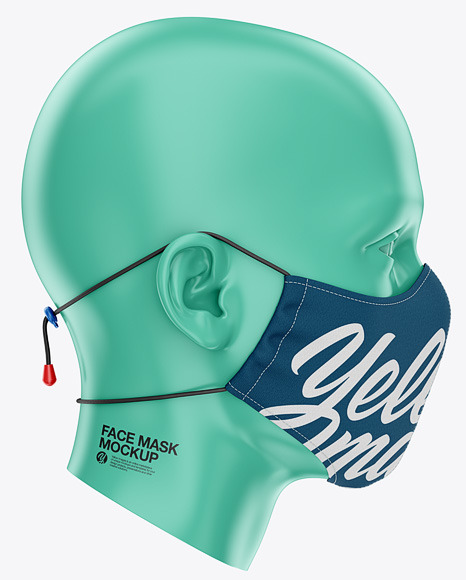 Download Face Mask With Elastic Cord And Stopper Side View In Apparel Mockups On Yellow Images Object Mockups