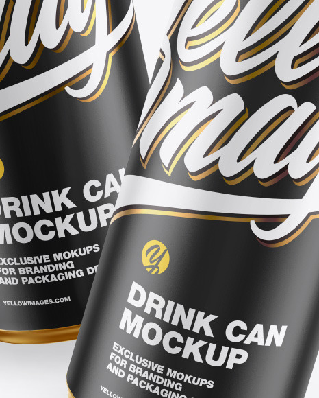 Download Two Metallic Drink Cans W Matte Finish Mockup In Can Mockups On Yellow Images Object Mockups