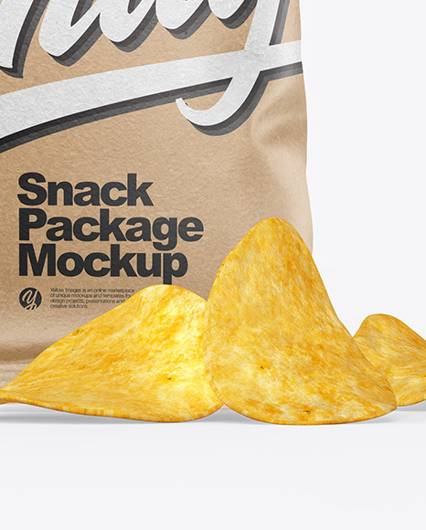 Download Kraft Snack Package W Chips Mockup In Flow Pack Mockups On Yellow Images Object Mockups Yellowimages Mockups