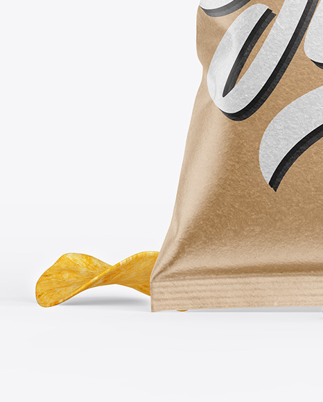 Download Kraft Snack Package W Chips Mockup In Flow Pack Mockups On Yellow Images Object Mockups