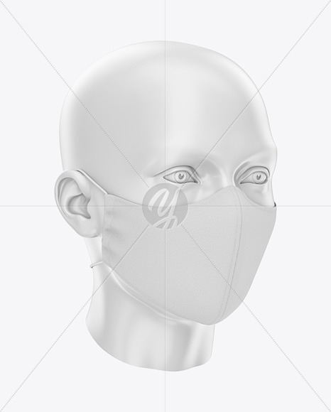 Download Face Mask With Elastic Cord And Stopper Front Half Side View In Apparel Mockups On Yellow Images Object Mockups